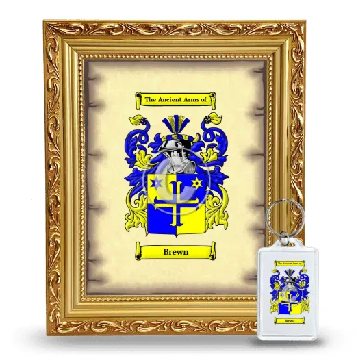 Brewn Framed Coat of Arms and Keychain - Gold