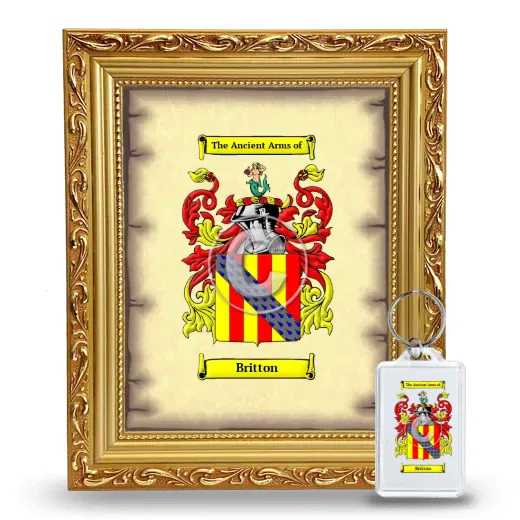 Britton Framed Coat of Arms and Keychain - Gold