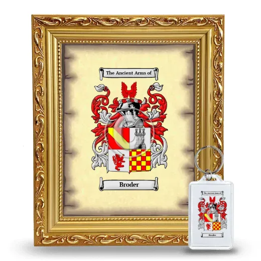 Broder Framed Coat of Arms and Keychain - Gold