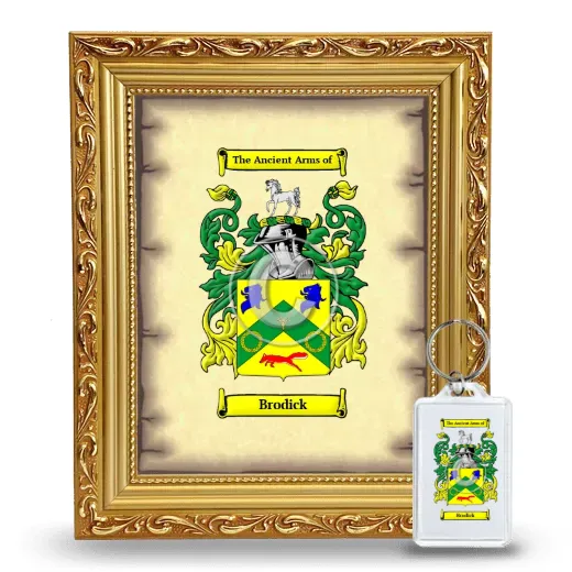 Brodick Framed Coat of Arms and Keychain - Gold
