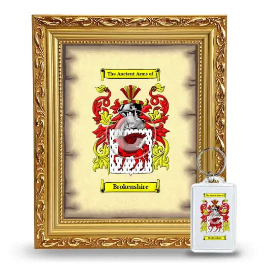 Brokenshire Framed Coat of Arms and Keychain - Gold