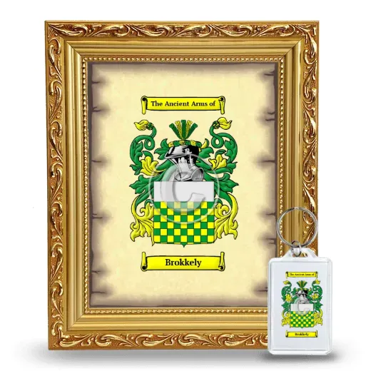 Brokkely Framed Coat of Arms and Keychain - Gold