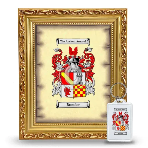 Brouder Framed Coat of Arms and Keychain - Gold