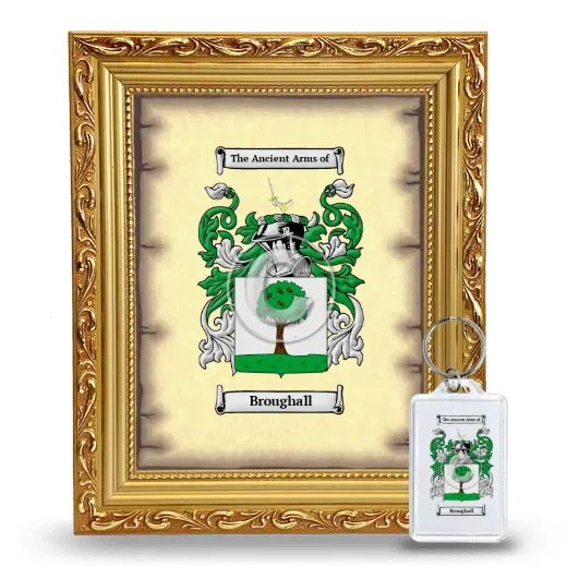 Broughall Framed Coat of Arms and Keychain - Gold