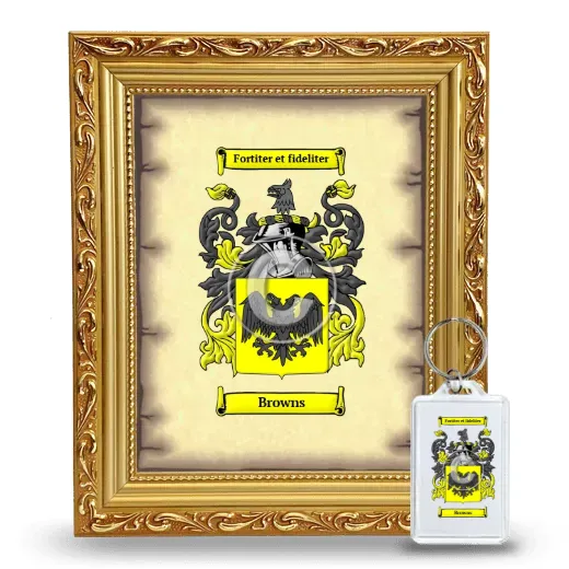 Browns Framed Coat of Arms and Keychain - Gold