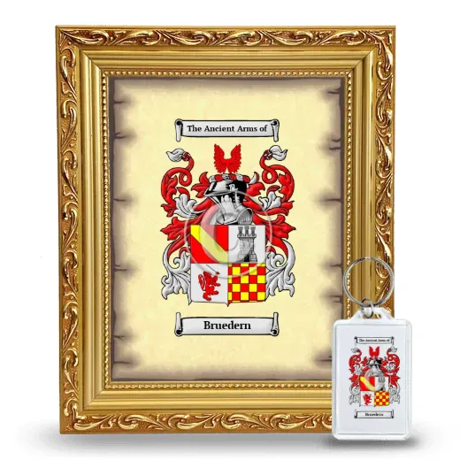 Bruedern Framed Coat of Arms and Keychain - Gold