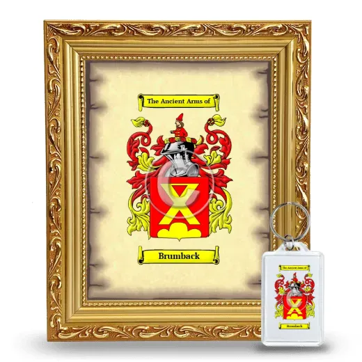 Brumback Framed Coat of Arms and Keychain - Gold