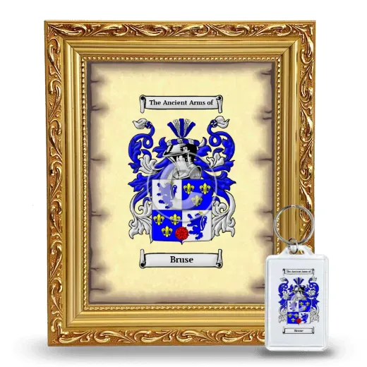 Bruse Framed Coat of Arms and Keychain - Gold