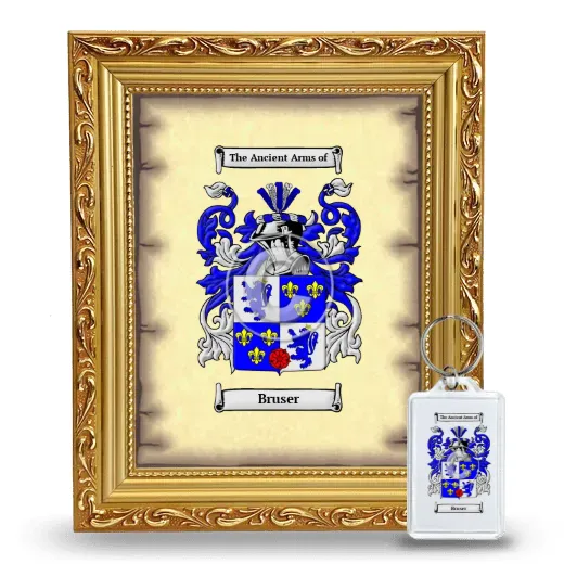 Bruser Framed Coat of Arms and Keychain - Gold