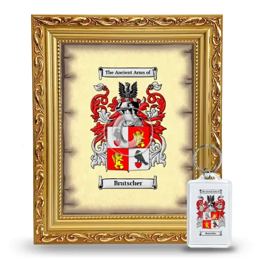 Brutscher Framed Coat of Arms and Keychain - Gold
