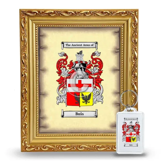 Bušs Framed Coat of Arms and Keychain - Gold
