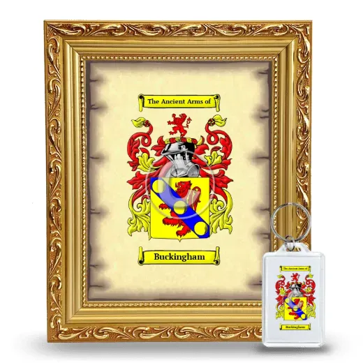 Buckingham Framed Coat of Arms and Keychain - Gold