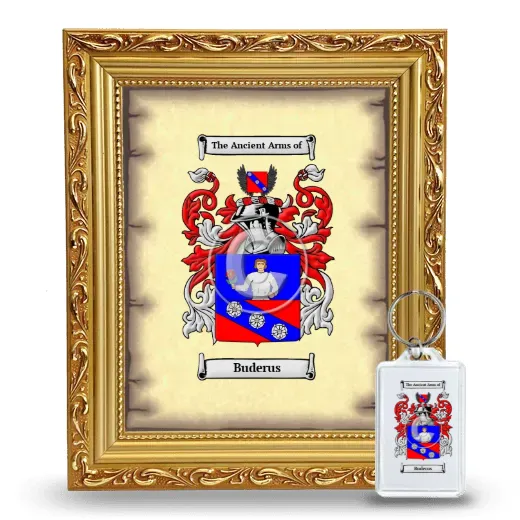 Buderus Framed Coat of Arms and Keychain - Gold