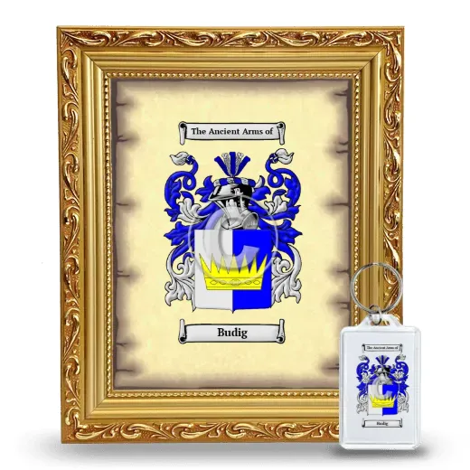 Budig Framed Coat of Arms and Keychain - Gold