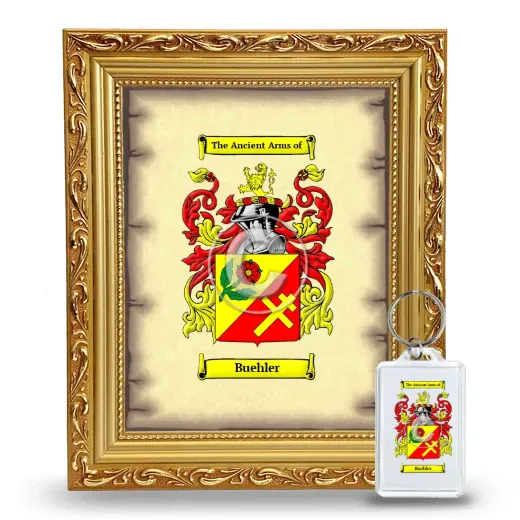 Buehler Framed Coat of Arms and Keychain - Gold