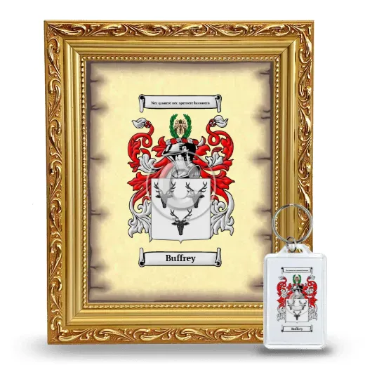 Buffrey Framed Coat of Arms and Keychain - Gold