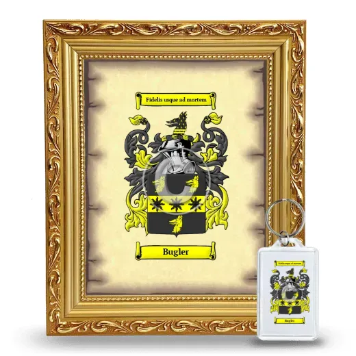 Bugler Framed Coat of Arms and Keychain - Gold