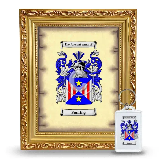 Bunting Framed Coat of Arms and Keychain - Gold