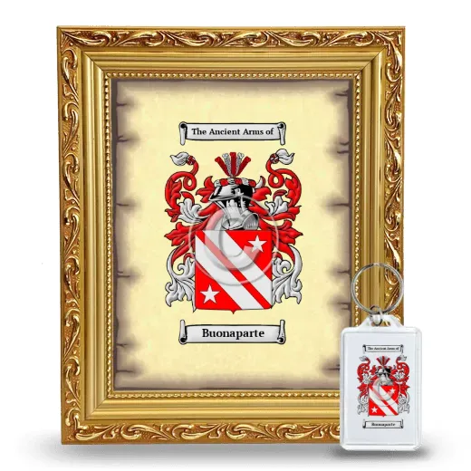 Buonaparte Framed Coat of Arms and Keychain - Gold