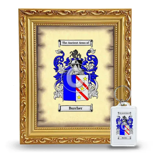 Burcher Framed Coat of Arms and Keychain - Gold
