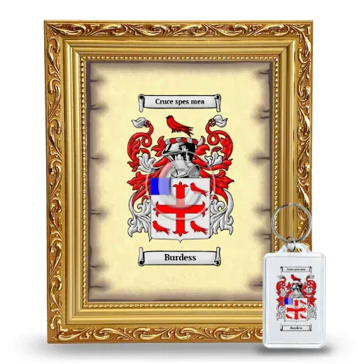 Burdess Framed Coat of Arms and Keychain - Gold