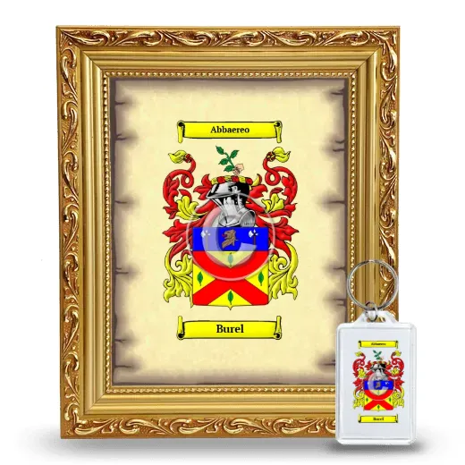 Burel Framed Coat of Arms and Keychain - Gold
