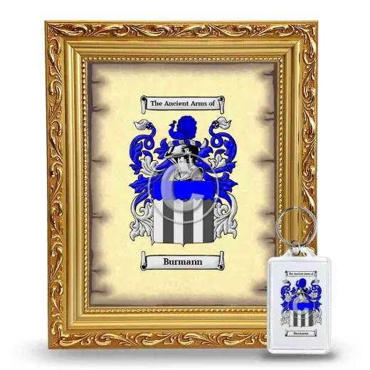Burmann Framed Coat of Arms and Keychain - Gold