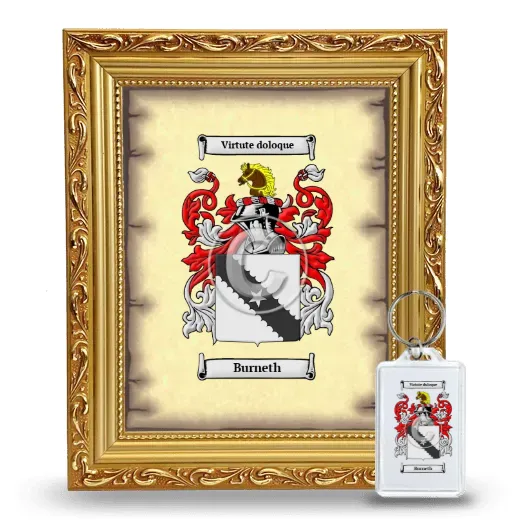 Burneth Framed Coat of Arms and Keychain - Gold