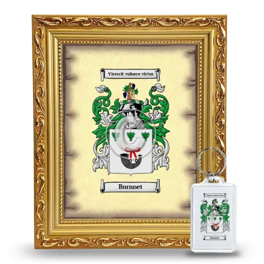Burnnet Framed Coat of Arms and Keychain - Gold