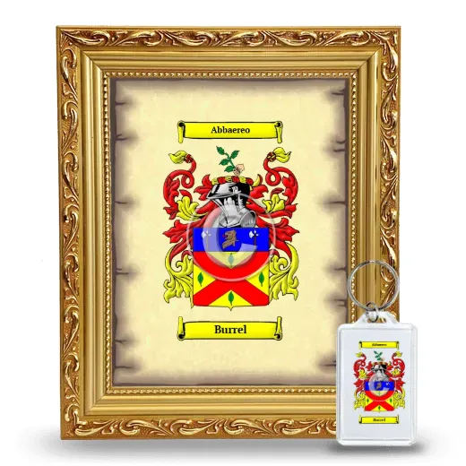 Burrel Framed Coat of Arms and Keychain - Gold