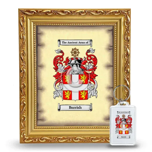 Burrish Framed Coat of Arms and Keychain - Gold