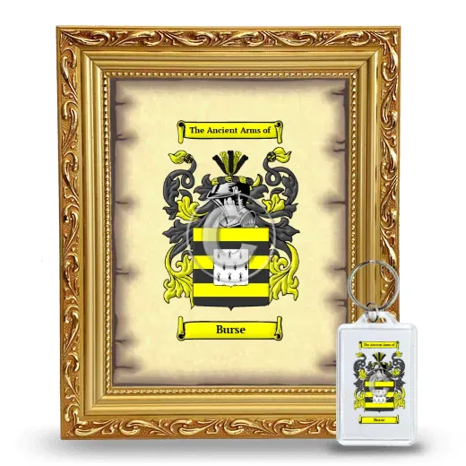 Burse Framed Coat of Arms and Keychain - Gold