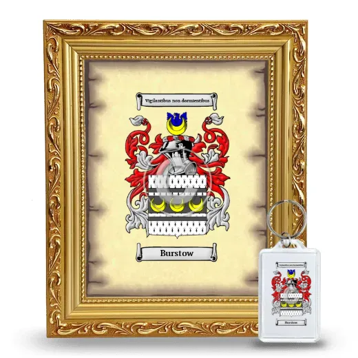 Burstow Framed Coat of Arms and Keychain - Gold