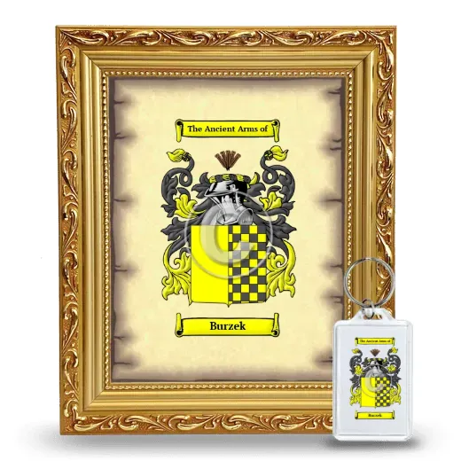 Burzek Framed Coat of Arms and Keychain - Gold