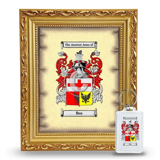 Bus Framed Coat of Arms and Keychain - Gold