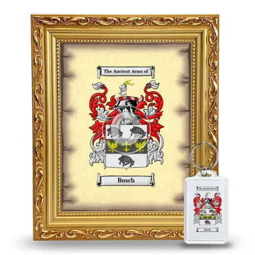 Busch Framed Coat of Arms and Keychain - Gold