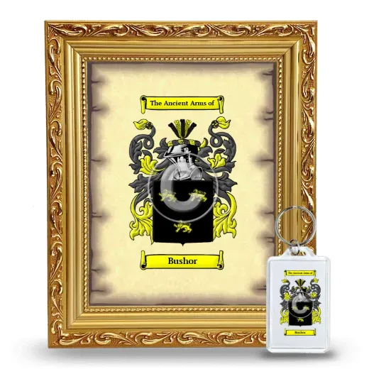 Bushor Framed Coat of Arms and Keychain - Gold