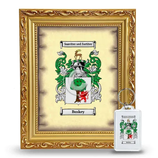 Buskey Framed Coat of Arms and Keychain - Gold