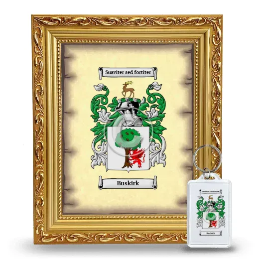 Buskirk Framed Coat of Arms and Keychain - Gold