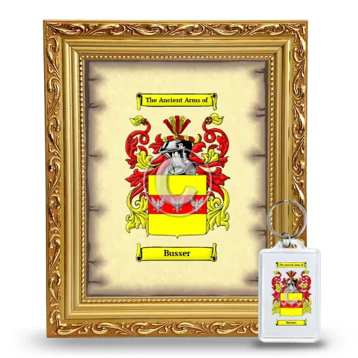 Busser Framed Coat of Arms and Keychain - Gold