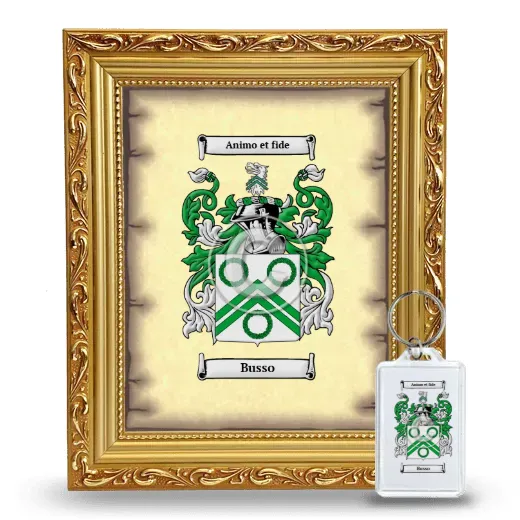 Busso Framed Coat of Arms and Keychain - Gold