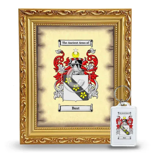 Bust Framed Coat of Arms and Keychain - Gold