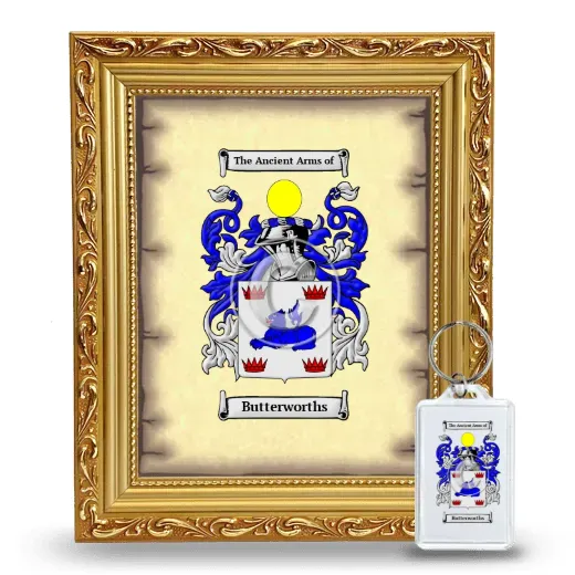 Butterworths Framed Coat of Arms and Keychain - Gold