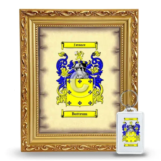 Buttrum Framed Coat of Arms and Keychain - Gold