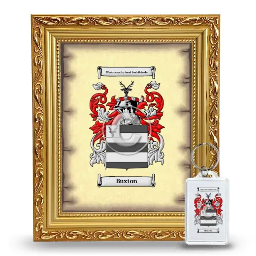 Buxton Framed Coat of Arms and Keychain - Gold