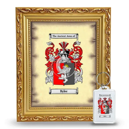 Byler Framed Coat of Arms and Keychain - Gold