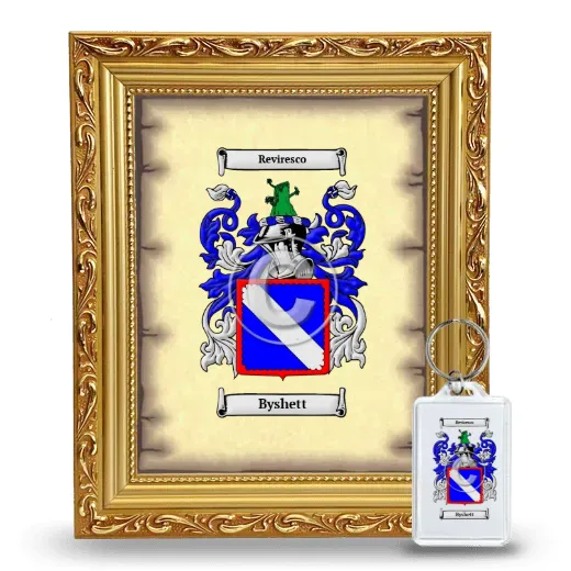 Byshett Framed Coat of Arms and Keychain - Gold