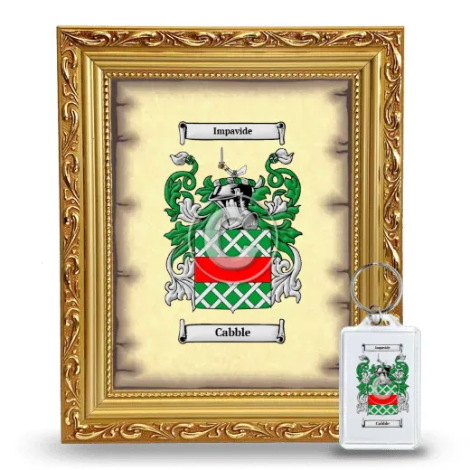 Cabble Framed Coat of Arms and Keychain - Gold