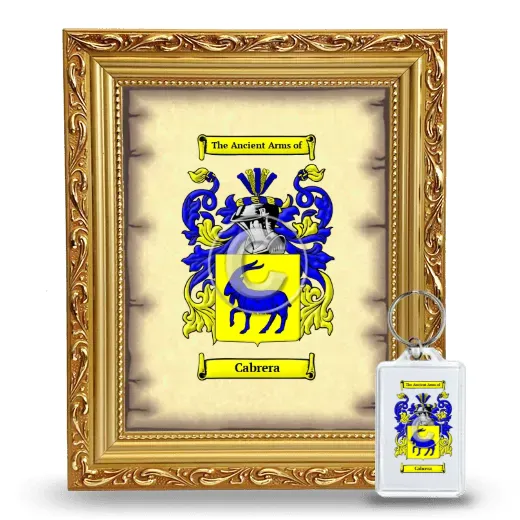 Cabrera Framed Coat of Arms and Keychain - Gold