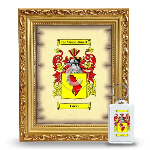 Cacci Framed Coat of Arms and Keychain - Gold